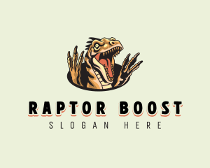 Ferocious Velociraptor Dinosaur logo