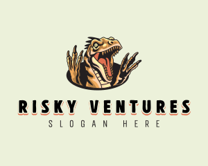 Ferocious Velociraptor Dinosaur logo design