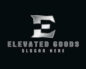 Silver Metallic Letter E logo design