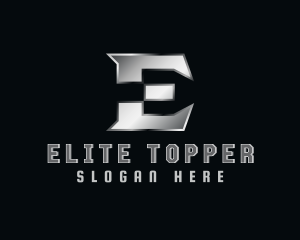 Silver Metallic Letter E logo design