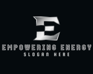 Silver Metallic Letter E logo design