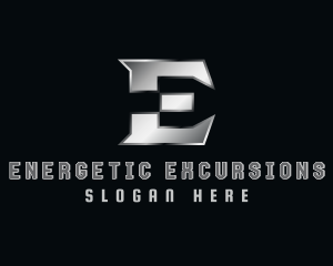 Silver Metallic Letter E logo design