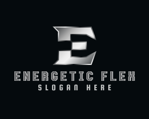 Silver Metallic Letter E logo design