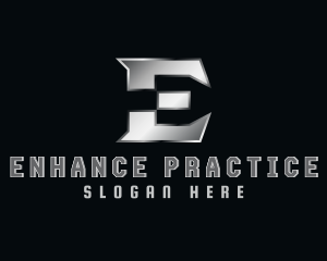 Silver Metallic Letter E logo design