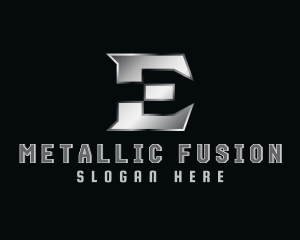 Silver Metallic Letter E logo