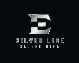 Silver Metallic Letter E logo