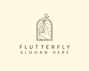 Flower Hand Butterfly logo