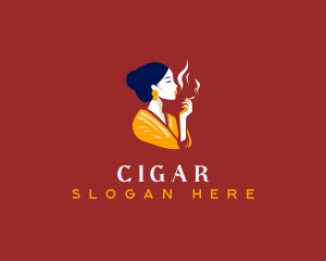 Cigar Woman Smoking logo design