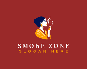 Cigar Woman Smoking logo design