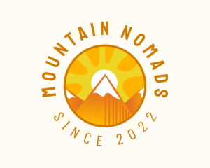 Sunset Mountain Camping Outdoor  logo design