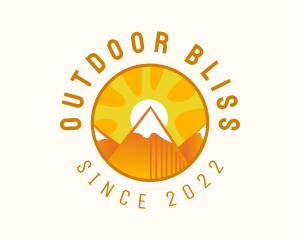 Sunset Mountain Camping Outdoor  logo design