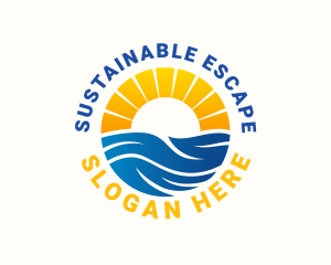 Sustainability Wave Sunset logo design