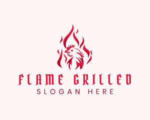 Flaming Spicy Chicken logo design