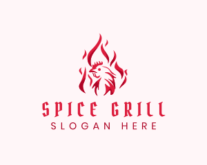 Flaming Spicy Chicken logo design