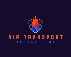 Fire Ice HVAC Shield logo design