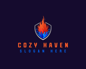 Fire Ice HVAC Shield logo design