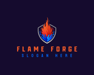 Fire Ice HVAC Shield logo design