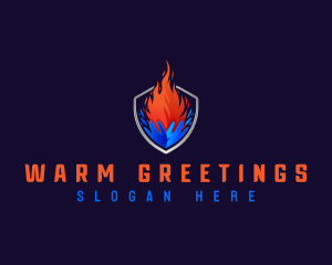 Fire Ice HVAC Shield logo design