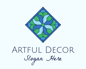 Tile Flower Stained Glass logo design