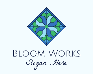 Tile Flower Stained Glass logo design