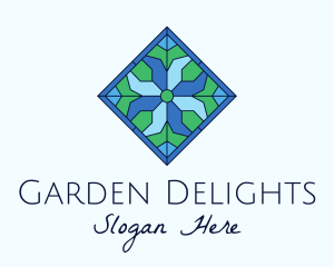 Tile Flower Stained Glass logo design