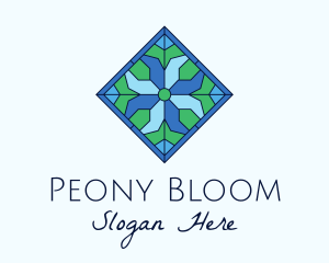 Tile Flower Stained Glass logo design