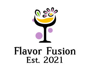 Floral Cocktail Glass logo design