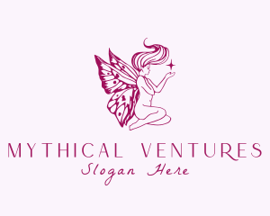 Nude Butterfly Woman Fairy logo design