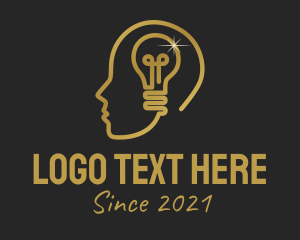 Golden Light Bulb Brain logo