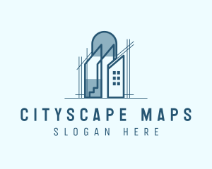 Cityscape Building Blueprint logo design