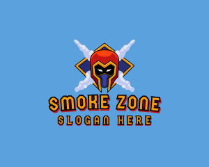 Warrior Helmet Smoke logo design