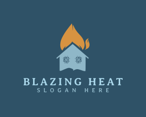 Snowflake Heating House logo design