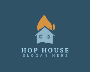 Snowflake Heating House logo design