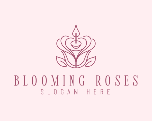 Flower Rose Candle logo design