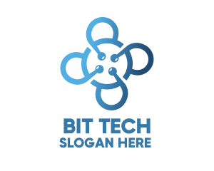 Tech Blue Flower logo design