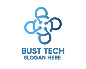 Tech Blue Flower logo design