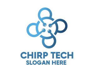 Tech Blue Flower logo design