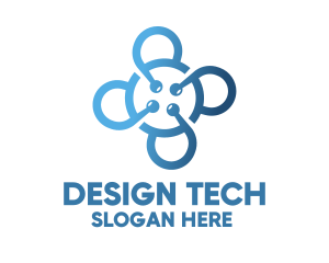 Tech Blue Flower logo design