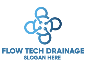 Tech Blue Flower logo design