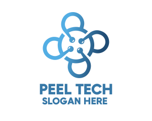 Tech Blue Flower logo design