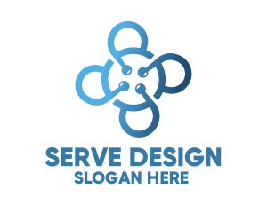 Tech Blue Flower logo design