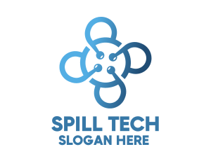 Tech Blue Flower logo design