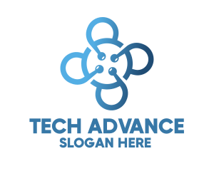 Tech Blue Flower logo design