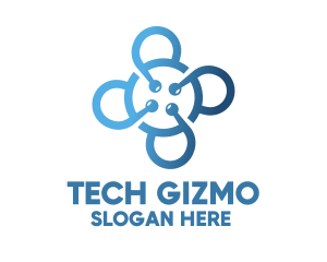 Tech Blue Flower logo design