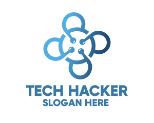 Tech Blue Flower logo design