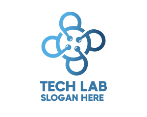 Tech Blue Flower logo design