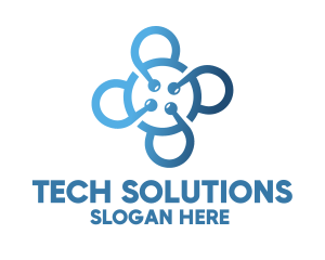 Tech Blue Flower logo design