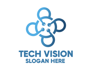 Tech Blue Flower logo design