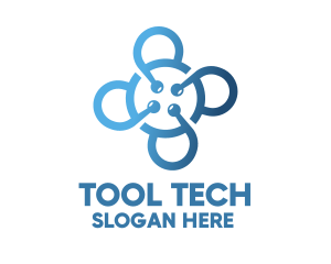 Tech Blue Flower logo design