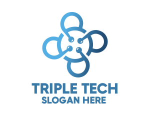 Tech Blue Flower logo design